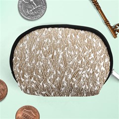 Brown Ombre Feather Pattern, White, Accessory Pouch (medium) by Zandiepants