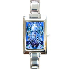 Clockwork Blue Rectangle Italian Charm Watch by icarusismartdesigns