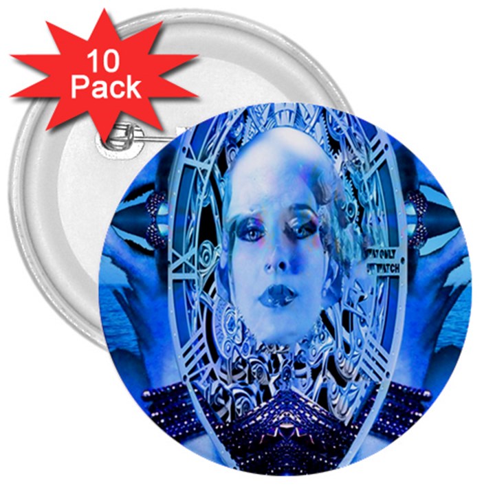 Clockwork Blue 3  Buttons (10 pack) 