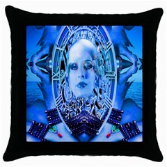 Clockwork Blue Throw Pillow Case (black) by icarusismartdesigns