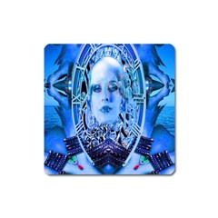 Clockwork Blue Square Magnet by icarusismartdesigns