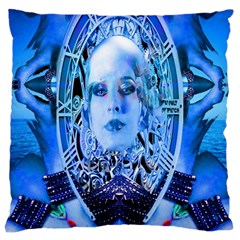 Clockwork Blue Large Flano Cushion Case (one Side) by icarusismartdesigns