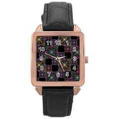 Ornate Boho Patchwork Rose Gold Leather Watch  by dflcprints