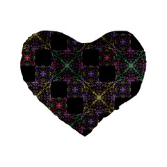 Ornate Boho Patchwork Standard 16  Premium Flano Heart Shape Cushions by dflcprints