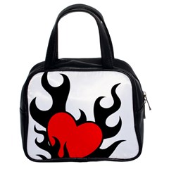 Black And Red Flaming Heart Classic Handbags (2 Sides) by TRENDYcouture