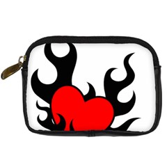 Black And Red Flaming Heart Digital Camera Cases by TRENDYcouture