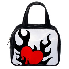 Black And Red Flaming Heart Classic Handbags (one Side) by TRENDYcouture