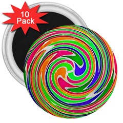 Colorful Whirlpool Watercolors                                                			3  Magnet (10 Pack) by LalyLauraFLM