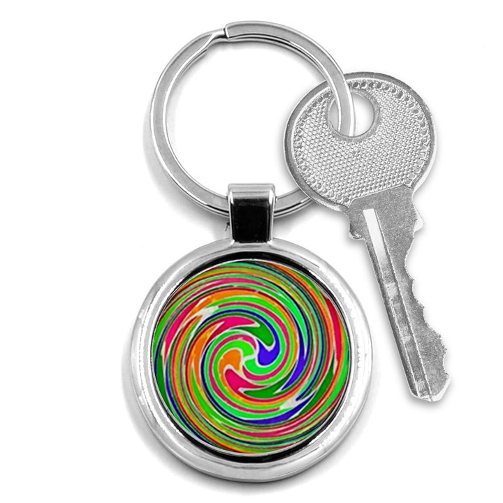 Colorful whirlpool watercolors                                                			Key Chain (Round)