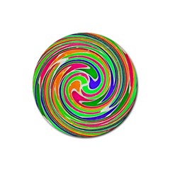 Colorful Whirlpool Watercolors                                                			rubber Round Coaster (4 Pack) by LalyLauraFLM