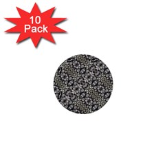 Silver Oriental Ornate  1  Mini Buttons (10 Pack)  by dflcprints