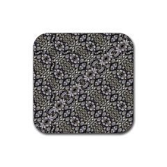 Silver Oriental Ornate  Rubber Coaster (square)  by dflcprints