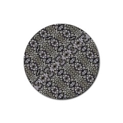 Silver Oriental Ornate  Rubber Round Coaster (4 Pack)  by dflcprints