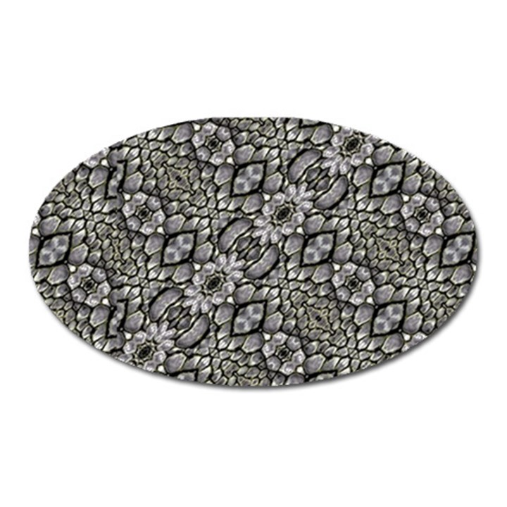 Silver Oriental Ornate  Oval Magnet