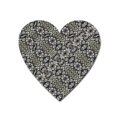 Silver Oriental Ornate  Heart Magnet