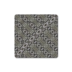 Silver Oriental Ornate  Square Magnet by dflcprints