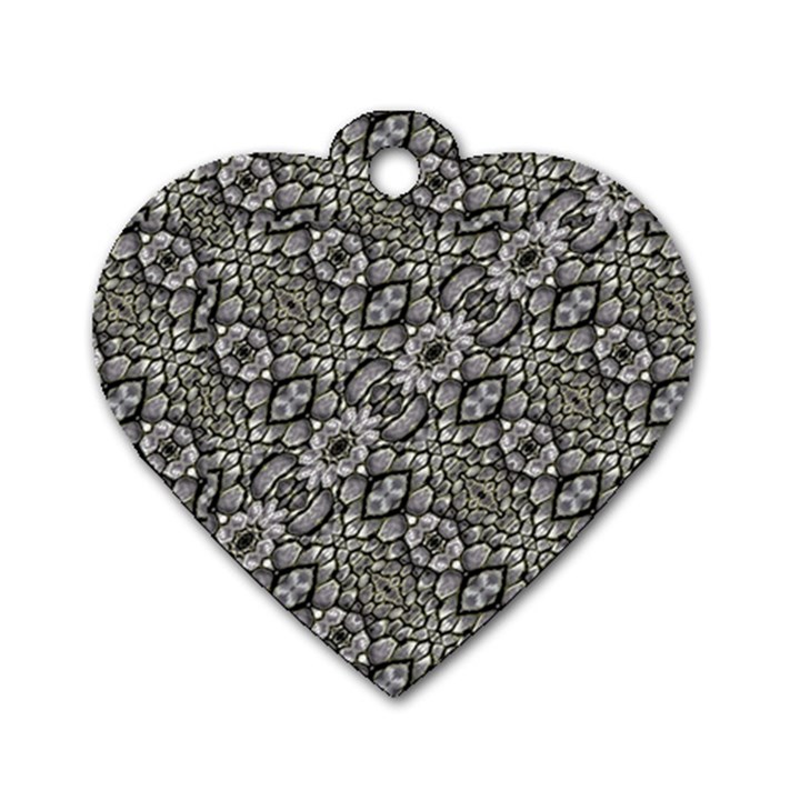 Silver Oriental Ornate  Dog Tag Heart (Two Sides)