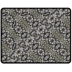 Silver Oriental Ornate  Fleece Blanket (medium) 