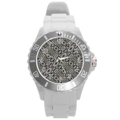 Silver Oriental Ornate  Round Plastic Sport Watch (l) by dflcprints