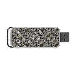 Silver Oriental Ornate  Portable Usb Flash (two Sides)