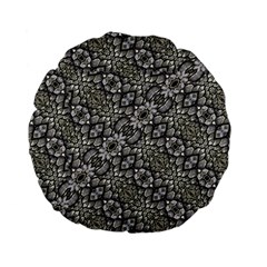 Silver Oriental Ornate  Standard 15  Premium Flano Round Cushions