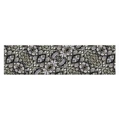 Silver Oriental Ornate  Satin Scarf (oblong)