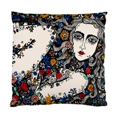 Flower Woman Square Cushion Case (two Sided)  by DryInk