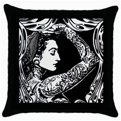 Tattooed Gypsie Black Throw Pillow Case by DryInk