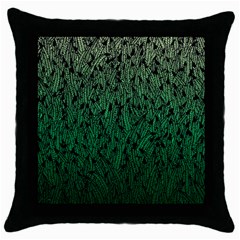 Green Ombre Feather Pattern, Black, Throw Pillow Case (black) by Zandiepants