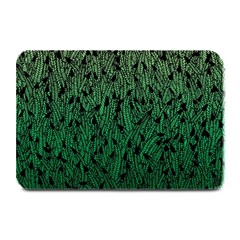 Green Ombre Feather Pattern, Black, Plate Mat