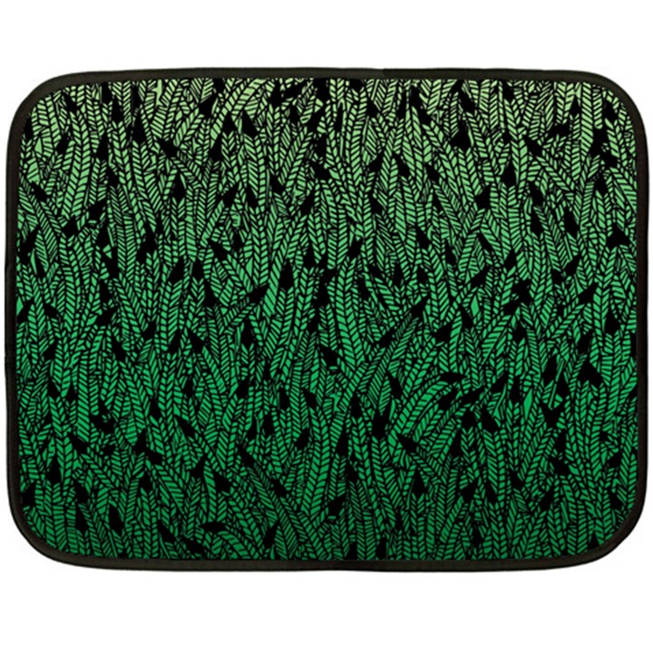 Green Ombre feather pattern, black, Fleece Blanket (Mini)