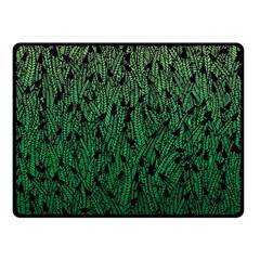 Green Ombre Feather Pattern, Black, Fleece Blanket (small) by Zandiepants