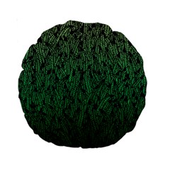 Green Ombre Feather Pattern, Black, Standard 15  Premium Round Cushion  by Zandiepants