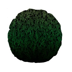 Green Ombre Feather Pattern, Black, Standard 15  Premium Flano Round Cushion 