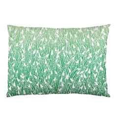 Green Ombre Feather Pattern, White, Pillow Case by Zandiepants