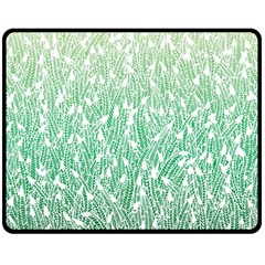 Green Ombre Feather Pattern, White, Fleece Blanket (medium)