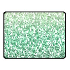 Green Ombre Feather Pattern, White, Fleece Blanket (small) by Zandiepants