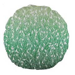 Green Ombre Feather Pattern, White, Large 18  Premium Round Cushion  by Zandiepants