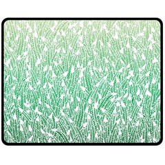 Green Ombre Feather Pattern, White, Double Sided Fleece Blanket (medium)