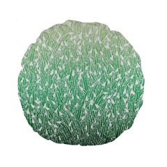 Green Ombre Feather Pattern, White, Standard 15  Premium Flano Round Cushion  by Zandiepants