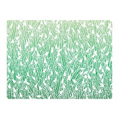 Green Ombre Feather Pattern, White, Double Sided Flano Blanket (mini)