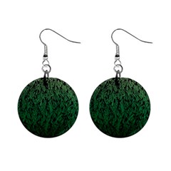 Green Ombre Feather Pattern, Black, 1  Button Earrings by Zandiepants