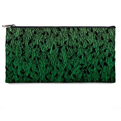 Green Ombre Feather Pattern, Black, Pencil Case by Zandiepants