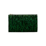 Green Ombre feather pattern, black, Cosmetic Bag (Small) Front