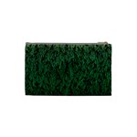 Green Ombre feather pattern, black, Cosmetic Bag (Small) Back