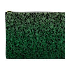 Green Ombre Feather Pattern, Black, Cosmetic Bag (xl) by Zandiepants