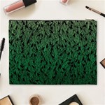 Green Ombre feather pattern, black, Cosmetic Bag (XL) Back