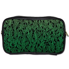 Green Ombre Feather Pattern, Black, Toiletries Bag (two Sides) by Zandiepants