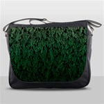 Green Ombre feather pattern, black, Messenger Bag Front