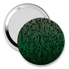 Green Ombre Feather Pattern, Black, 3  Handbag Mirror by Zandiepants